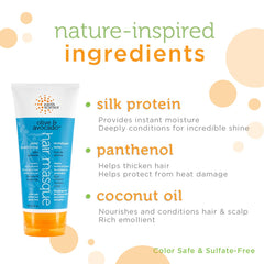 Earth Science Olive Avocado Masque silk protein for strengthened, nourished strands.