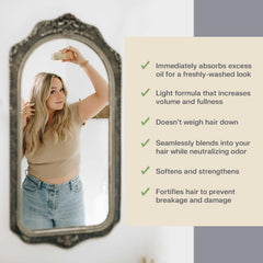 Earthling Co. dry shampoo shaker-tube highlights travel-friendly packaging for quick touch-ups.