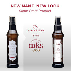 Earthly Body MKS Eco Hair Styling Elixir dropper close-up highlights precise application for frizz control.