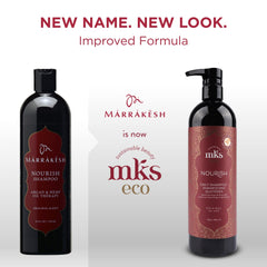 Earthly Body MKS eco Nourish Shampoo bottle back with ingredients list