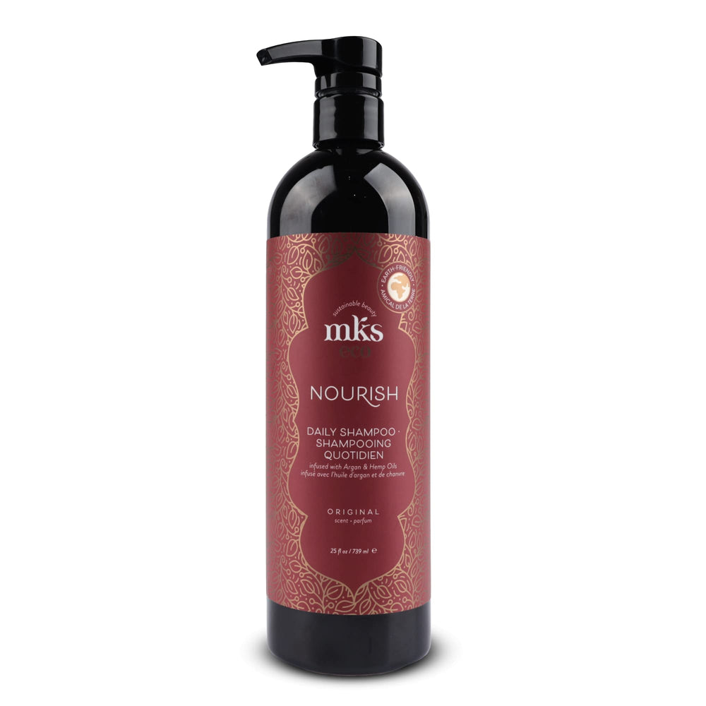 Earthly Body MKS eco Nourish Shampoo bottle front for vibrant fine hair
