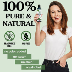 Earth's Daughter organic aloe gel hair application suggests natural moisture.