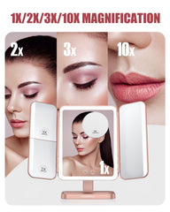 EASEHOLD vanity mirror 2x-3x-10x magnification reveals precise detail for makeup