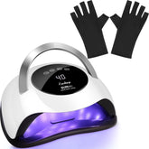 Easkep 120W UV nail lamp front view with gloves kit for efficient gel curing at home