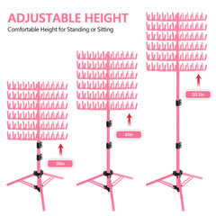 Eastdone hair extension hanger with foldable base for compact transport between clients.
