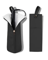 Easy-U hot iron holder shows heat-resistant lining for safe storage of hot tools.