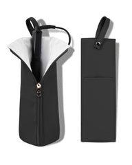 Easy-U hot iron holder shows heat-resistant lining for safe storage of hot tools.