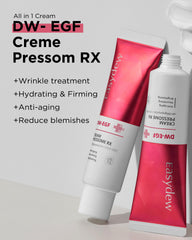 EASYDEW DW-EGF Pressome Cream texture close-up—rich, nourishing feel for firm-looking skin.