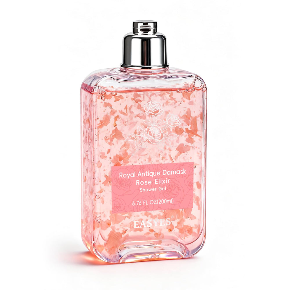 Easyes Rose Elixir Bottle Front view for daily hydrating shower ritual.