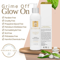 Eavara Organic Face Wash foam lather highlights refreshing cleanse