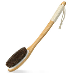 eaxun bamboo shower brush 16-7in curved handle for easy back exfoliation