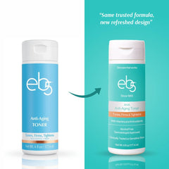 The eb5 Aha Toner bottle pump close-up shows easy, mess-free application.
