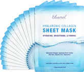 Ebanel 15-pack collagen mask close-up showing hydrated, dewy skin
