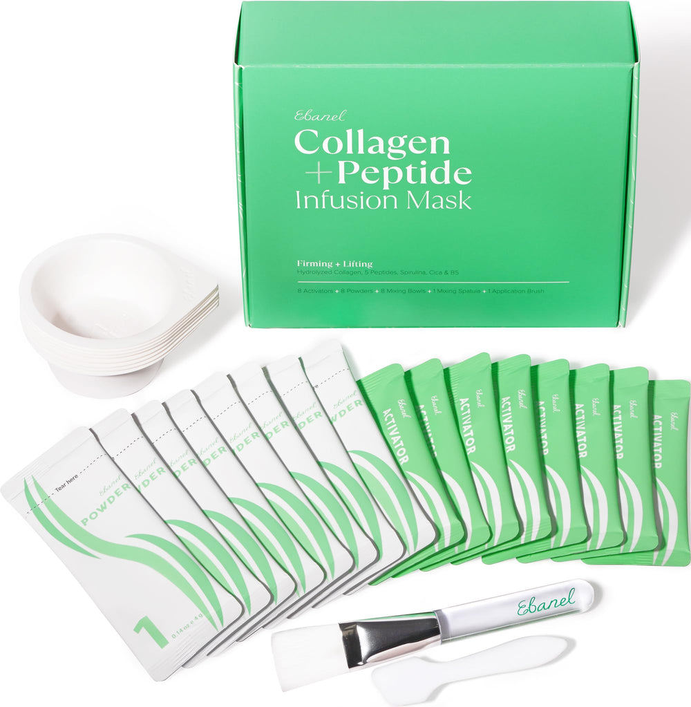 Ebanel Collagen Peptides Mask powder sachets ready for fresh-mix lifting prep