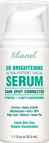 Ebanel dark spot remover bottle closeup shows premium packaging and brightening serum for even skin tone