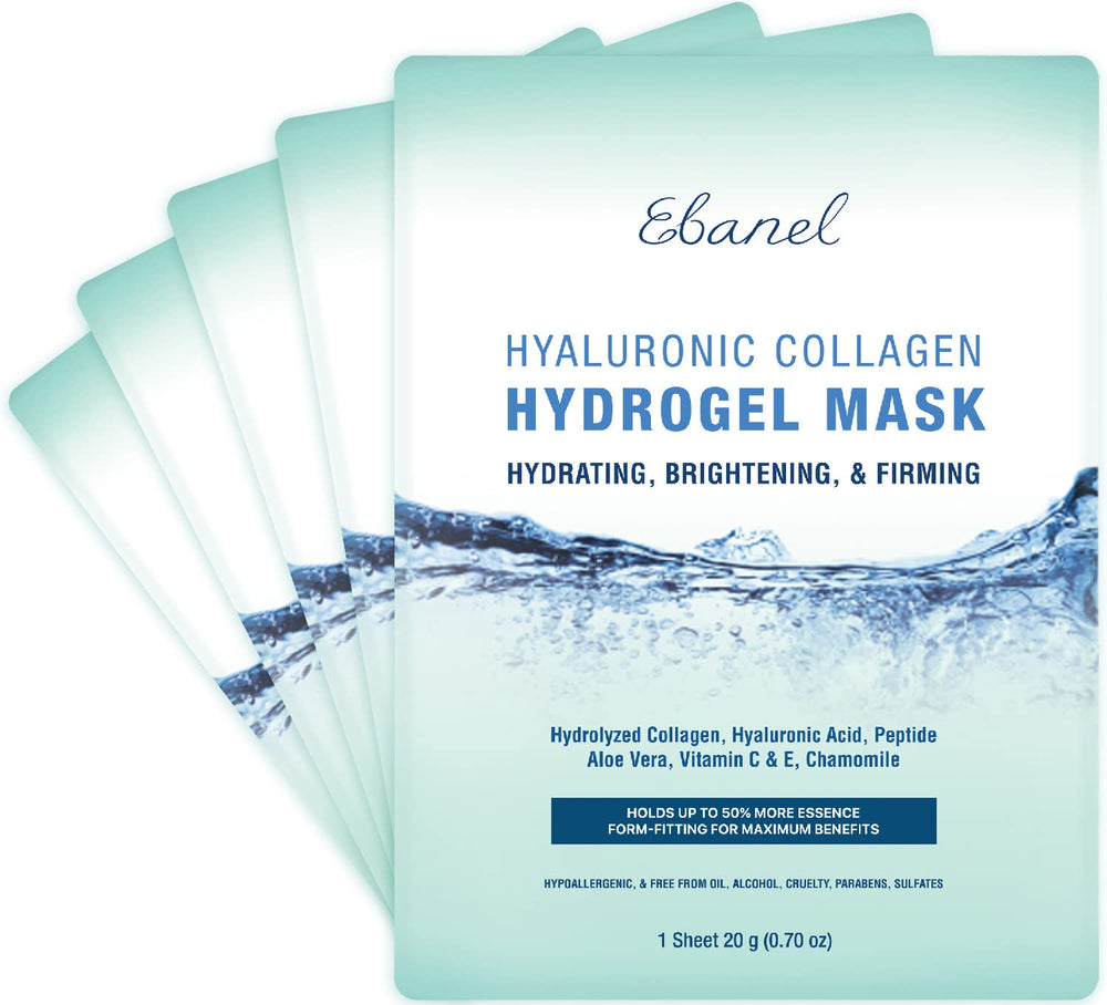 Ebanel hydrogel mask packaging highlights premium skincare technology for hydration.