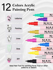 EBANKU 0.7mm nail art pen tip close-up shows precise detailing for quick designs.