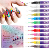 EBANKU 12 colors nail art pens set packaging shows diverse color options for DIY nails.