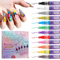 EBANKU 12 colors nail art pens set packaging shows diverse color options for DIY nails.