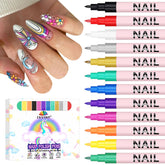 EBANKU 12-color nail art pens set with swatches for versatile DIY nails.