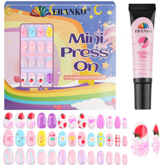 EBANKU 78pcs kids press-on nails packaging for quick at-home manicures