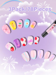 EBANKU kids press-on nails strawberry patterns for colorful design