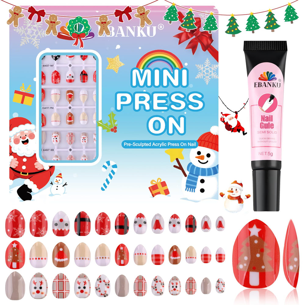 EBANKU Christmas kids nails 72pcs package enables quick festive at-home manicure.