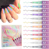 EBANKU 12-color nail art pen pack for versatile DIY designs.