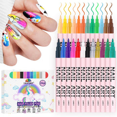 EBANKU nail art pens 24 colors set top view shows vibrant color range for DIY nails