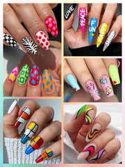 EBANKU nail art pens drawn pattern on nails demonstration.