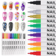 EBANKU nail art pens set 12colors collection shows vibrant hues for versatile DIY manicures.
