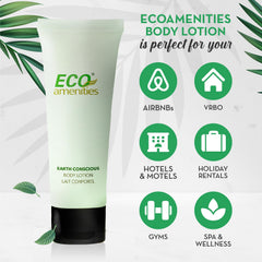 Close-up of ECO amenities 1 oz lotion tube highlighting compact bulk packaging.