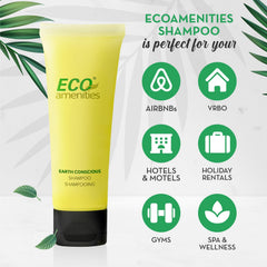 ECO amenities travel shampoo tubes green-tea scent closeup enhances calming guest experience.