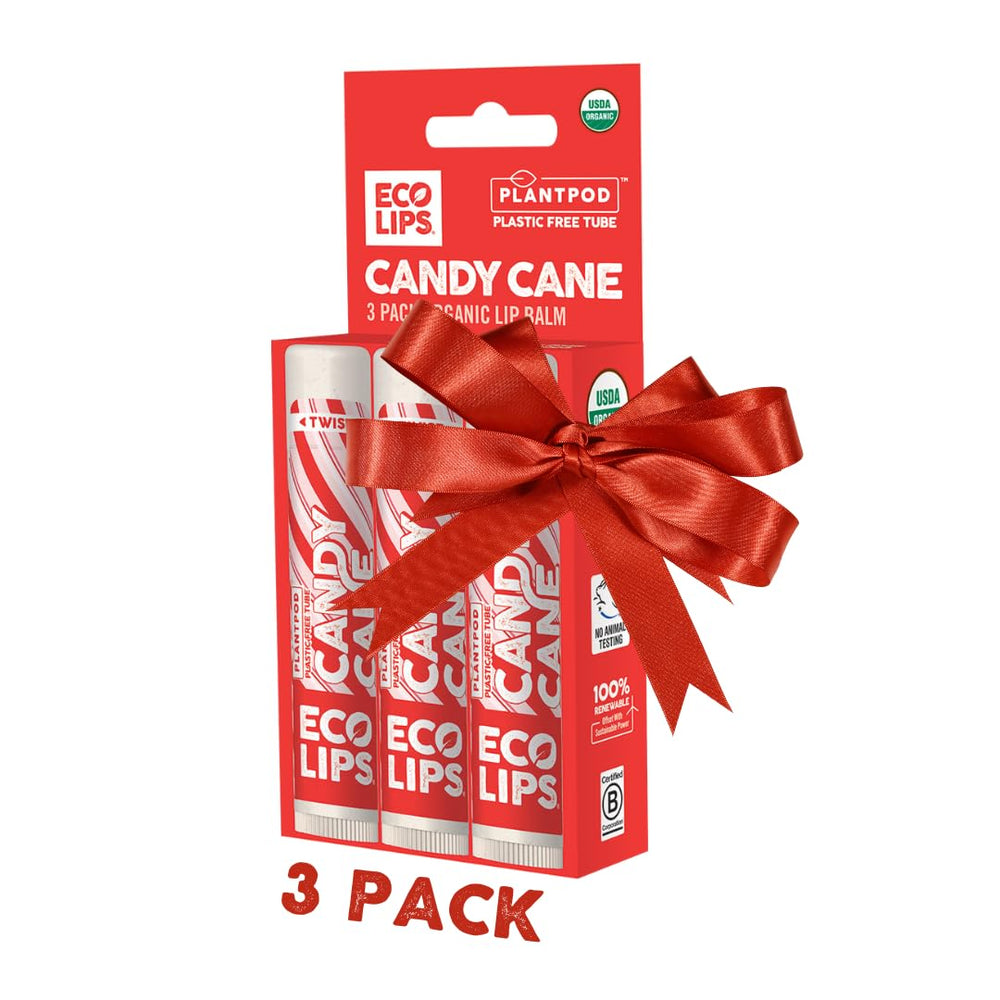 Eco Lips Candy Cane lip balm tube nourishes dry lips