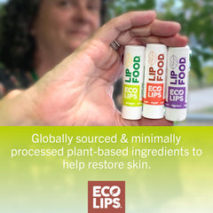 Eco Lips Lip Food packaging made from recycled materials highlights eco-friendly lip care.