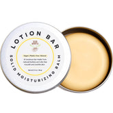 Eco Roots vegan lotion bar packaging highlights plastic-free design for on-the-go hydration.