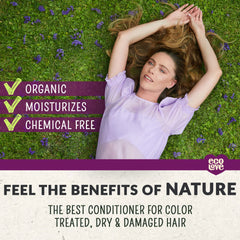 ecolove hair after-use scene shows soft, detangled strands ready for styling.