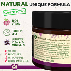 ecoLove purple collection shampoo bottle demonstrates color-safe cleansing for vibrant hair.