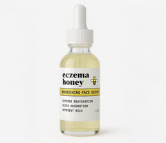 ECZEMA HONEY Nourishing Face Serum bottle pour for lightweight hydration on eczema-prone skin.