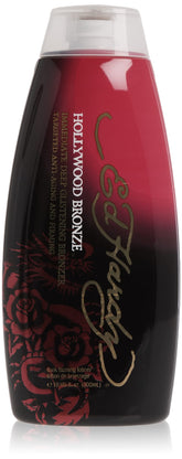 ED HARDY Hollywood Bronze tanning lotion bottle close-up enhances deep, natural-looking color.