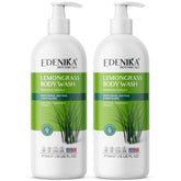 EDENIKA BOTANICALS lemongrass body wash bottle delivering a refreshing cleanse.