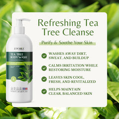 EDENIKA BOTANICALS Tea Tree Oil Body Wash foam lather delivering cooling, soothing sensation.