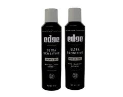 Edge Ultra Sensitive Shave Gel 7oz bottle closeup highlighting soothing colloidal oatmeal for sensitive skin