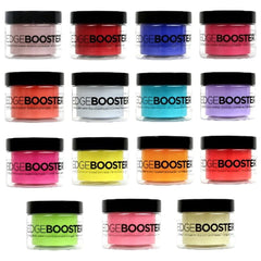 EDGEBOOSTER pomade packaging highlights water-based formula and peach scent for easy styling