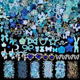 editTime 650pcs mixed 3D nail charms kit with diverse shapes for chic DIY nail art