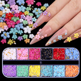 edittime 3d colorful flower nail charms in white and pink for vibrant manicure accents.