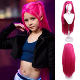 Edivd Kids Hot Pink Wig cap adjustable for comfortable all-day wear during play.