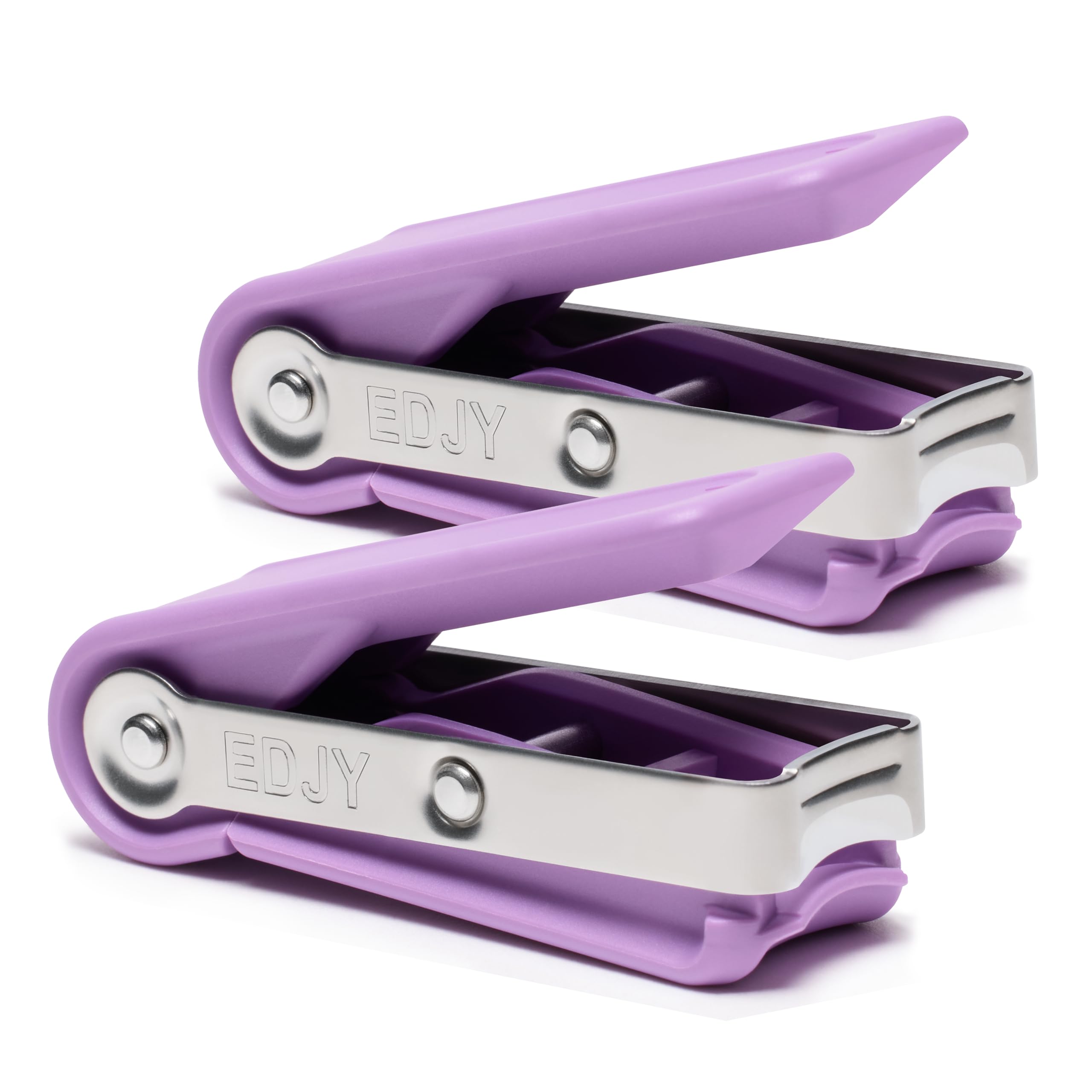 EDJY fingernail cutter lilac outer packaging highlights compact 2-pack convenience