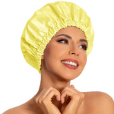 Edoneery reusable shower cap bright yellow front view keeps hair dry during showers