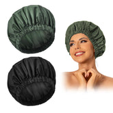 Edoneery reusable shower cap for women keeps long hair dry during showers.